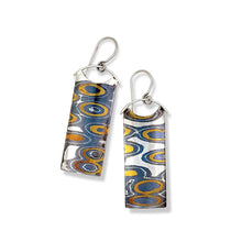 Cargar imagen en el visor de la galería, Arete rectangular de Mokume Gane de plata y cobre
