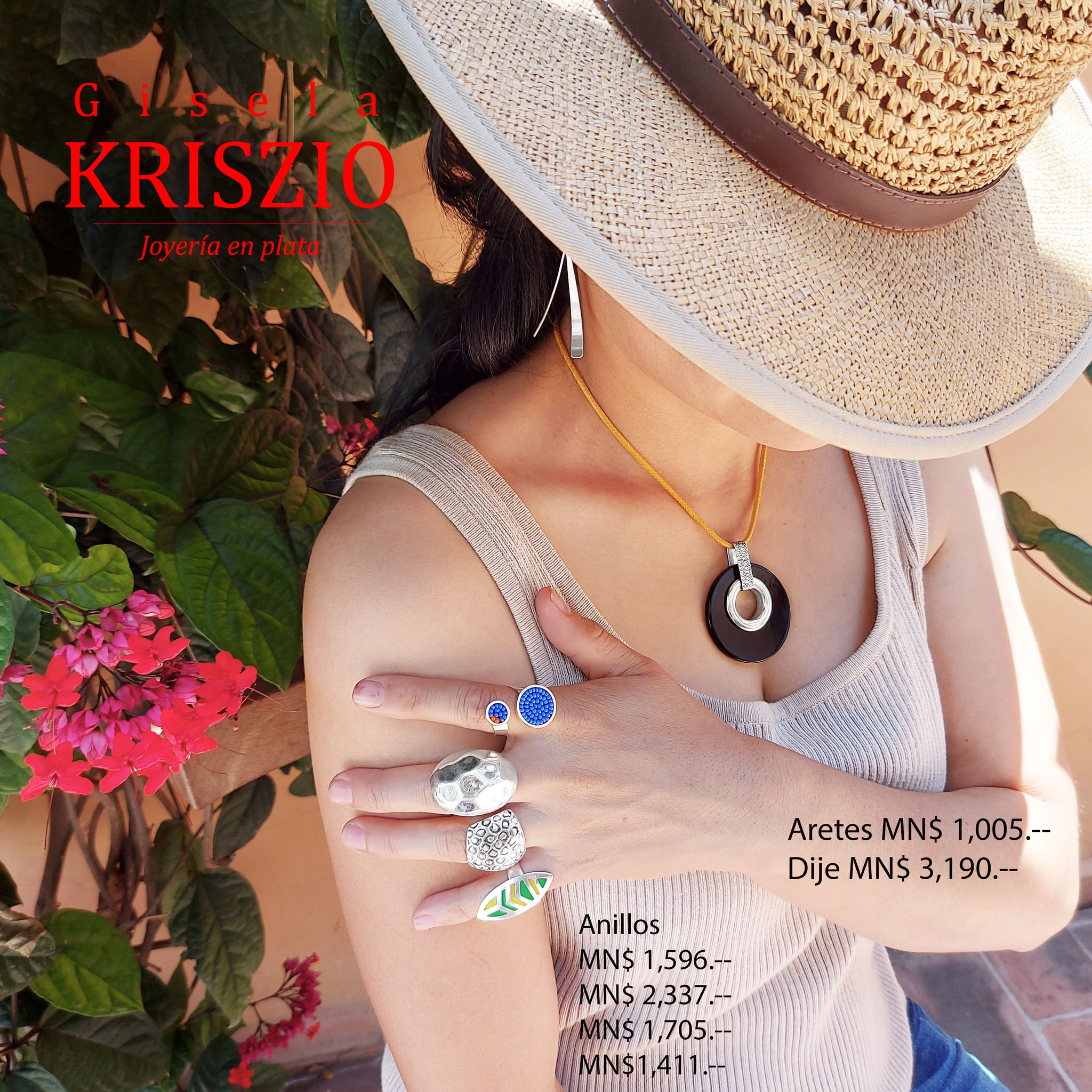 Anillo doble con chaquira, ajustable